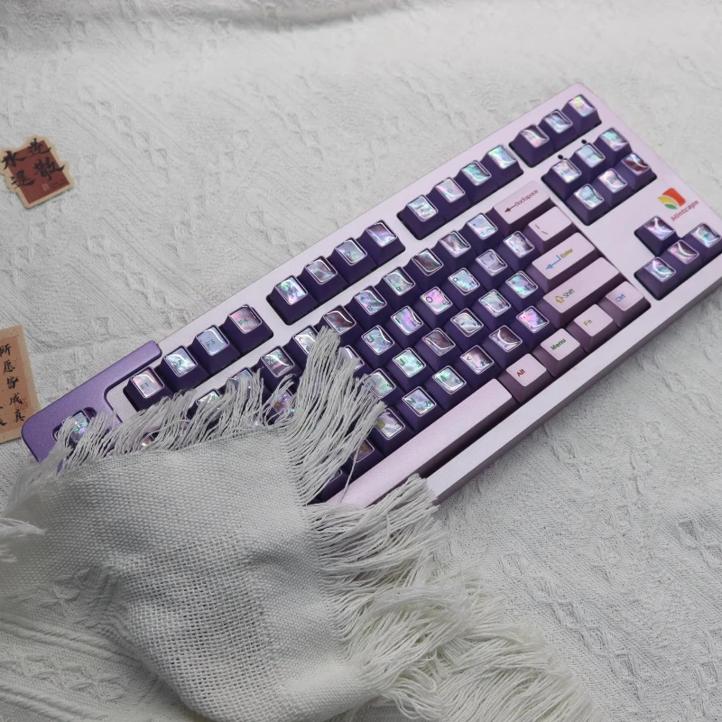 Colorful Mother-of-pearl Inlay Metal Keycaps Customized Alloy Cherry Profile Key Cap Cute Ice-cold Simple Point Keycap for Gamer