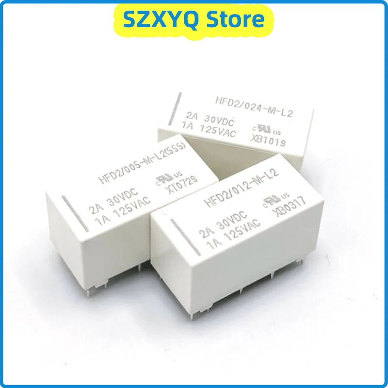 1/5 Uds relé de enganche magnético HFD2-005-M-L2 HFD2-012-M-L2 HFD2-024-M-L2 5V 12V 24V 10pin 1A relé de retención magnético de doble bobina