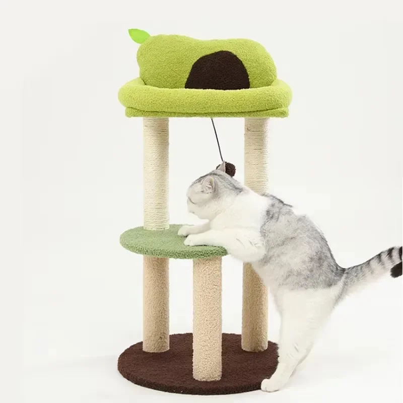 Cat Tree House, Creative Avocado-shaped Cat Climbing Frame, Large Multi-layer Soft and Comfortable Material Pet Cat Nest