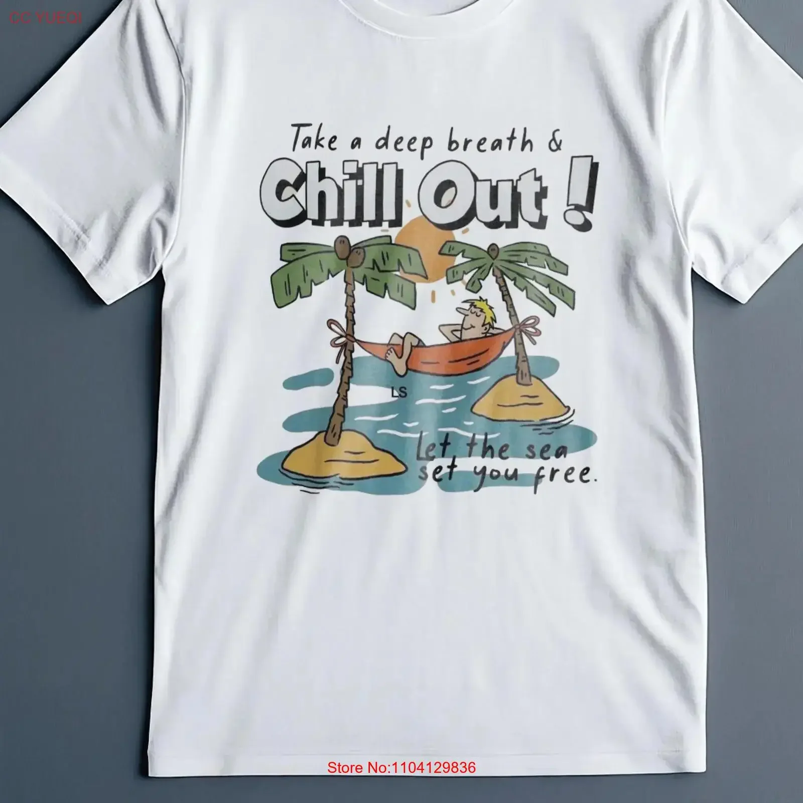 Chill Out Beach T Shirt Relax Island Vacation Hammock Cotton Blend Top for Him Her Summer Vibes vintage Washed designer clothes