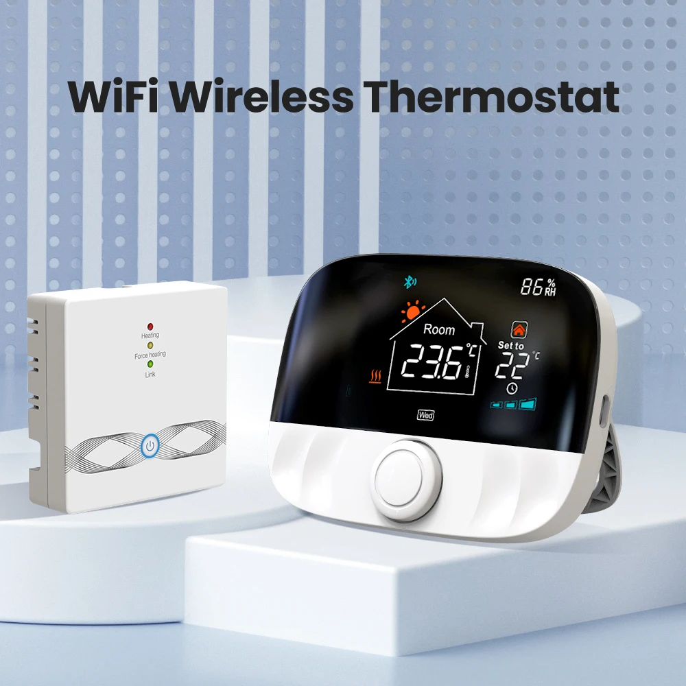 AVATTO Tuya WiFi Wireless Thermostat RF433 Programmable Temperature Controller,Room Heating Gas Boiler Actuator,Work for Alexa