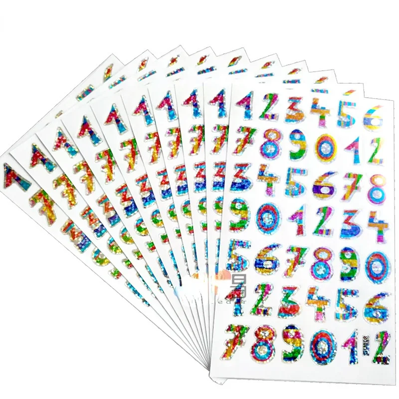 Autocollants de lettres et chiffres laser colorés, autocollants auto-adhésifs pour étudiants, livre pour enfants, décor de cahier, bricolage, A à Z,