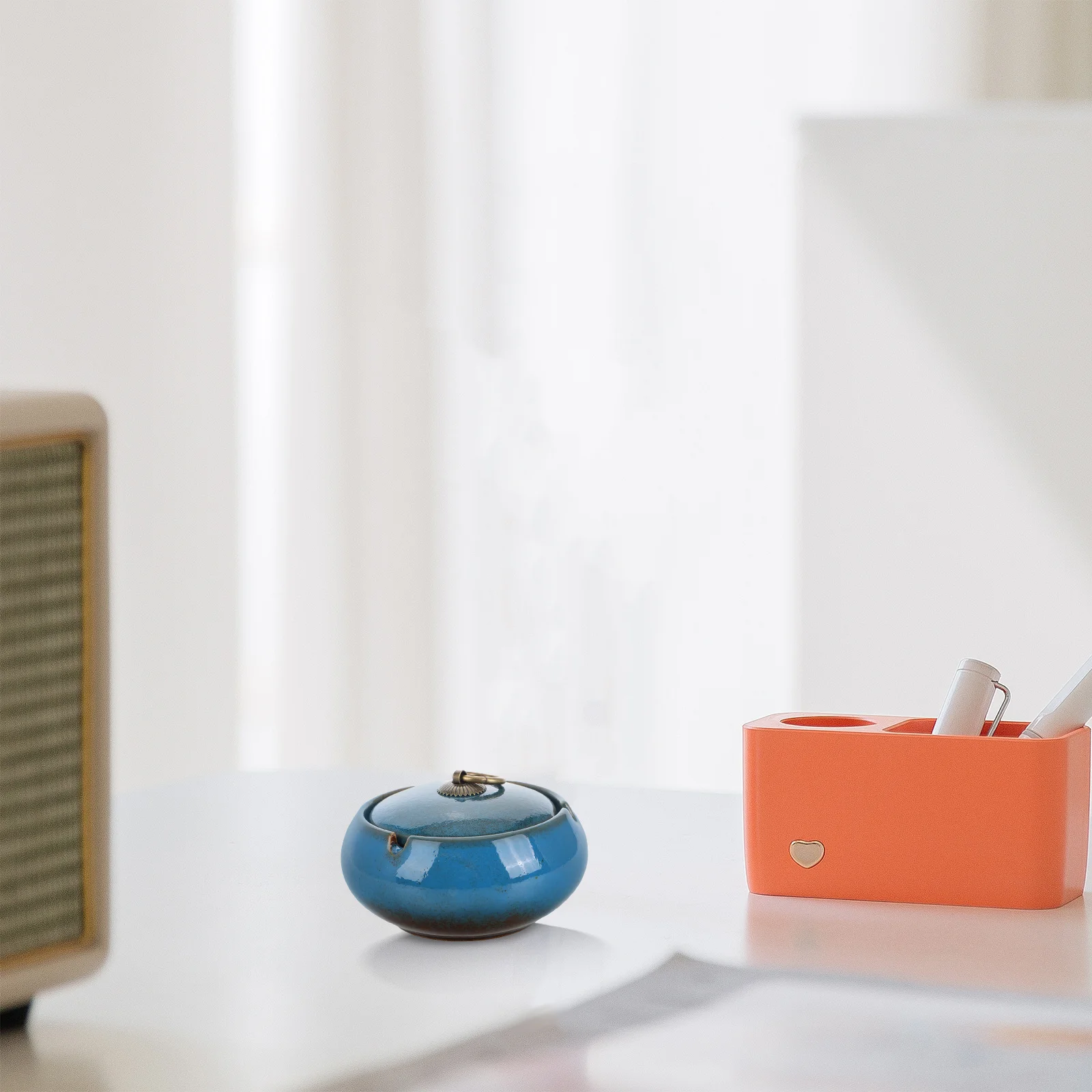 

Lcigarette Ashtray Ceramic Ashtray Travel Portable Ash Tray With Lid Decorative Ashtray Windproof Rainproof Outdoor Ash Holder F