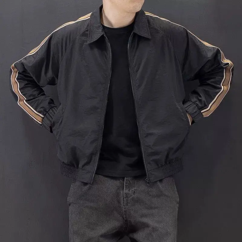 Casual Sporty Men's Jacket Spring Autumn Stylish Patchwork Loose Fit Standard Version Polyester Fabric Youth Fashion Outerwear