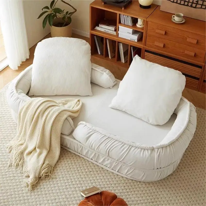 //Modern Foldable Lazy Sleep Sofa Bed Bedroom Balcony Leisure Single Sofa Simple Human Dog Bed