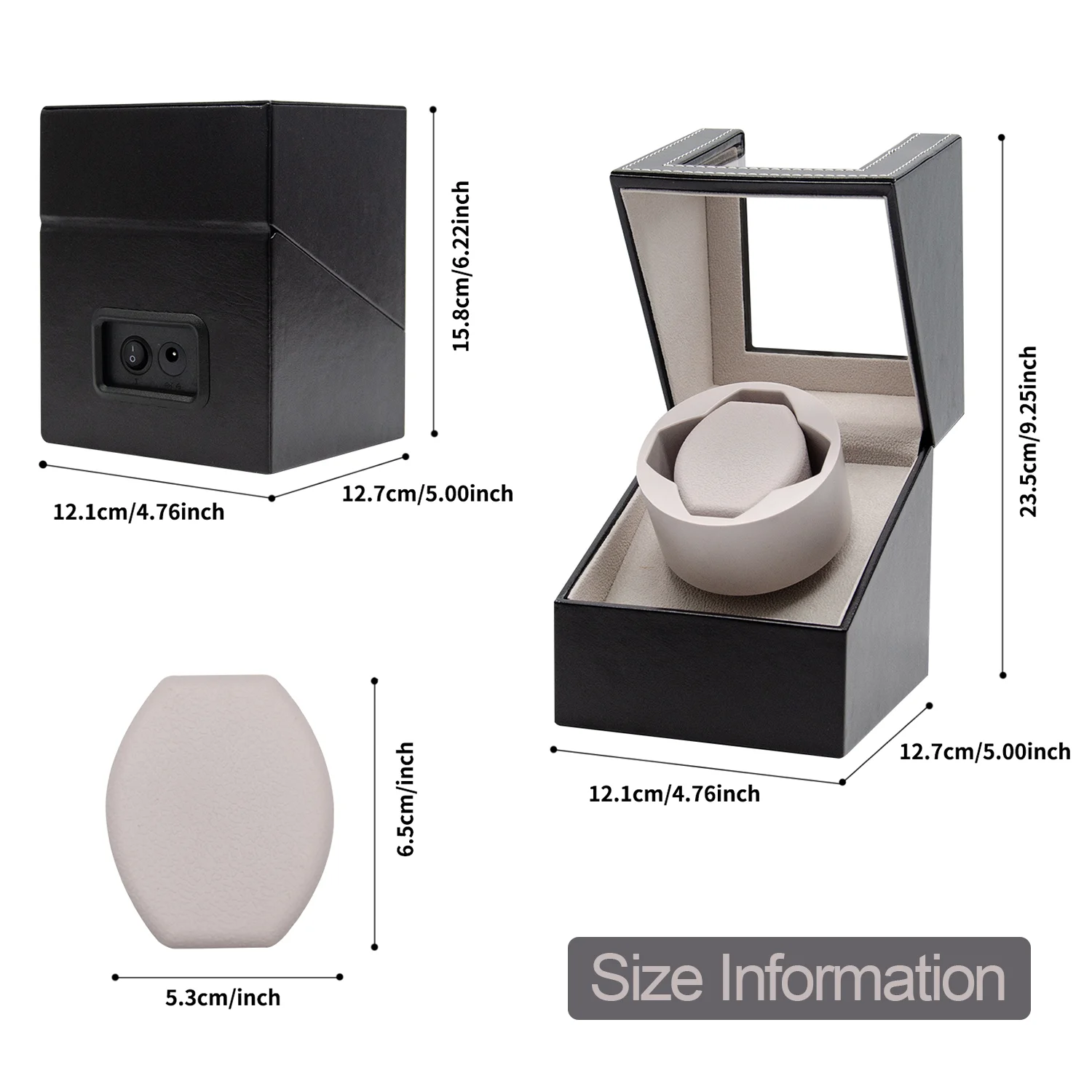 Single Watch Box with Clear Window - Premium Black PU Leather Watch Display Case for Men & Women