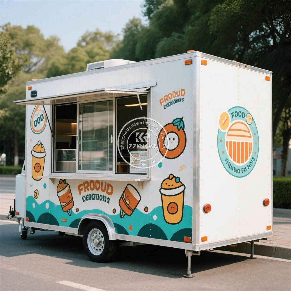 Camión de comida móvil personalizado, quiosco de café STtreet, concessión de patatas fritas, barbacoa, Pizza, remolque de comida con cocina completa