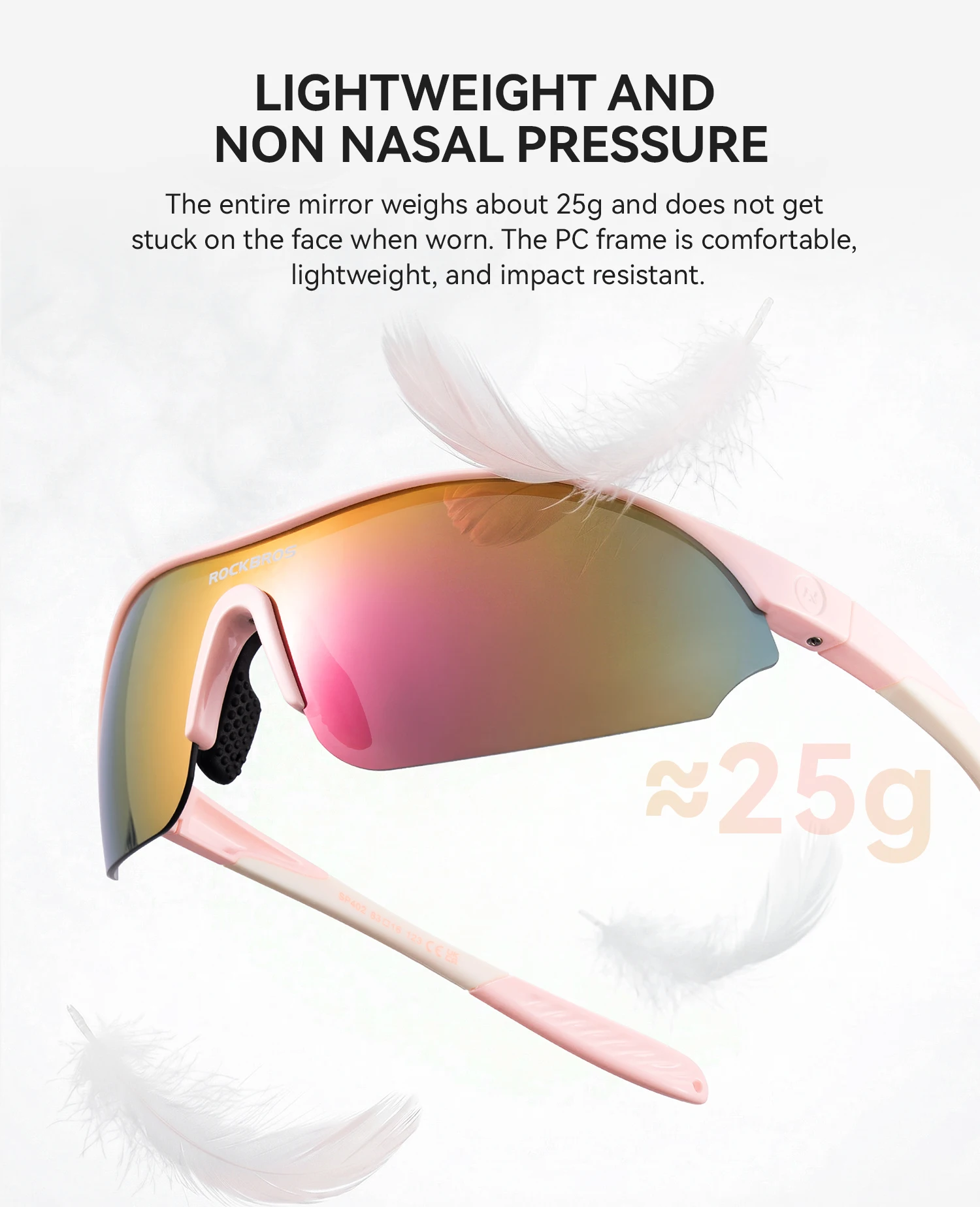 ROCKBROS Fahrradbrille UV400 Polarisierte Sport-Sonnenbrille Leichtgewicht UV-Schutz Winddichte Outdoor-Laufbrille – Detail 12