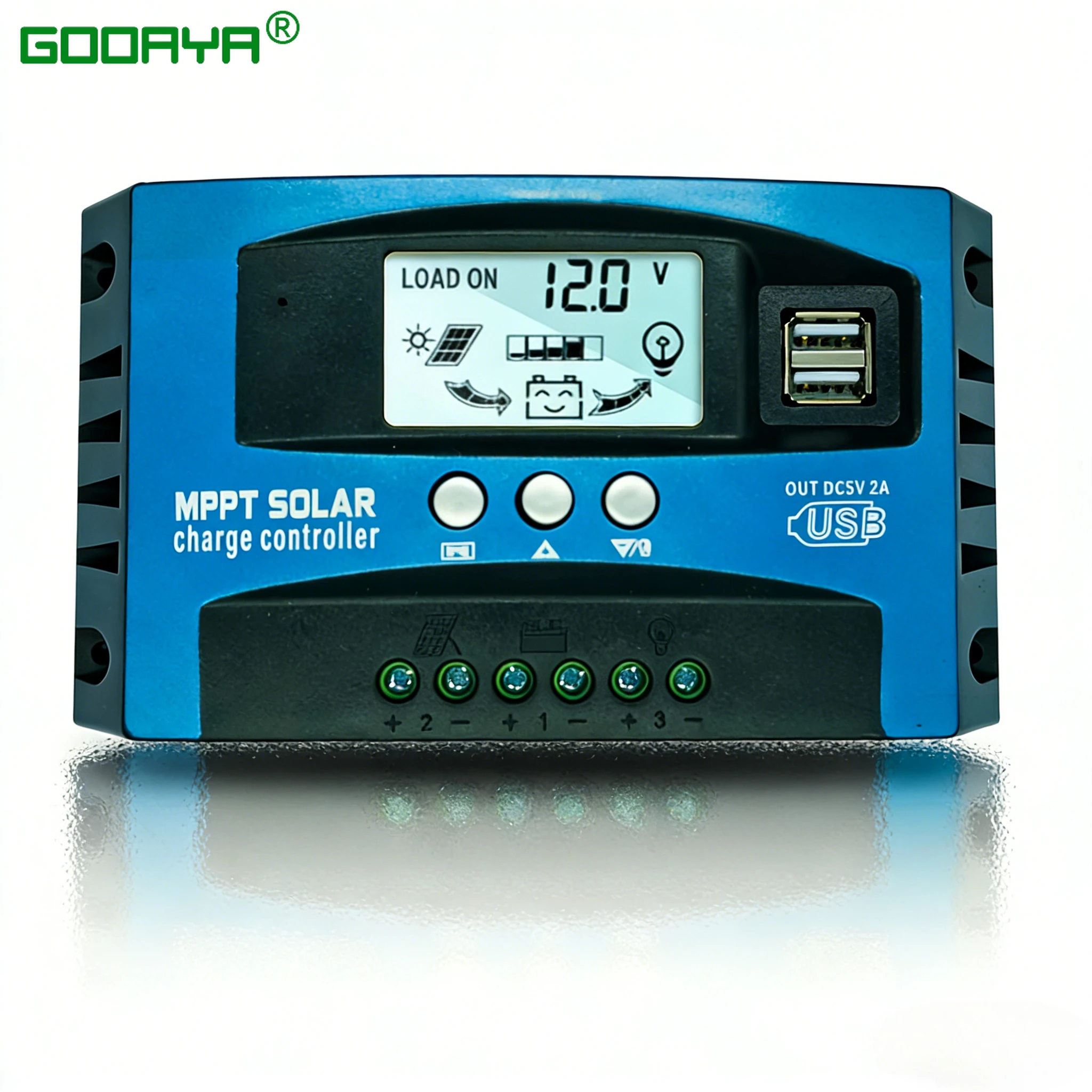Solarladeregler 12V 24V 60A 80A 100A mit Dual-USB und LCD-Display, Auto-Zellen-MPPT-Laderegler mit Lastausgang