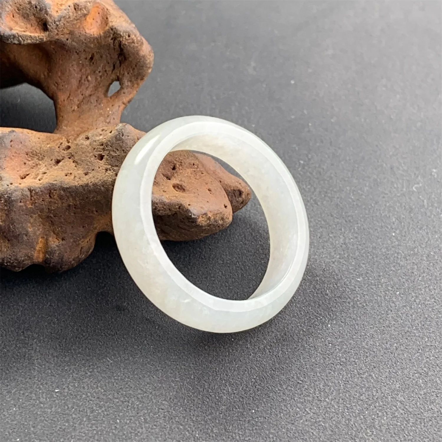 Real Myanmar Jadeite White Base Ring High Translucency Type A Plain Band Couple Rings Fixed Size Anniversary Gift