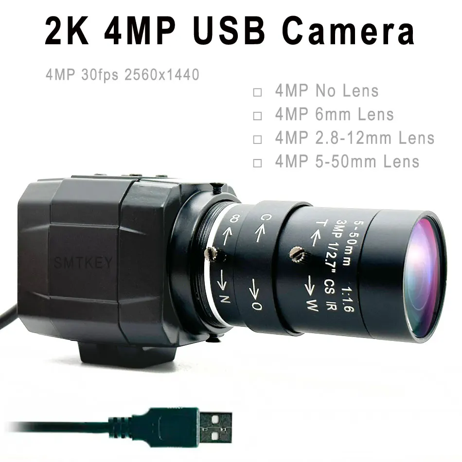 2K 4MP 2560x1440 30fps USB PC Video Camera Mini Metal Box Webcam UVC OTG PC For Youtube Skype Live Teaching