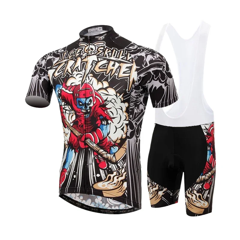 2022 Skull Pattern Cycling Jersey Male Summer MTB Race Cycling Clothing Short Sleeve Ropa Ciclismo Outdoor Riding Bike Uniform