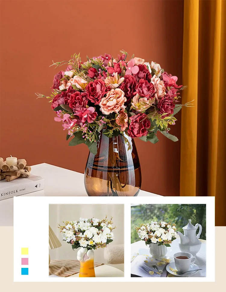 Künstliche Blumen aus Seide, Pfingstrosen, Rosen, Hochzeits-Brautstrauß, Festival-Dekoration, Heimdekoration, Gartenkranz, Bogen, Wanddekoration, DIY-Geschenkdekorationen – Detail 3