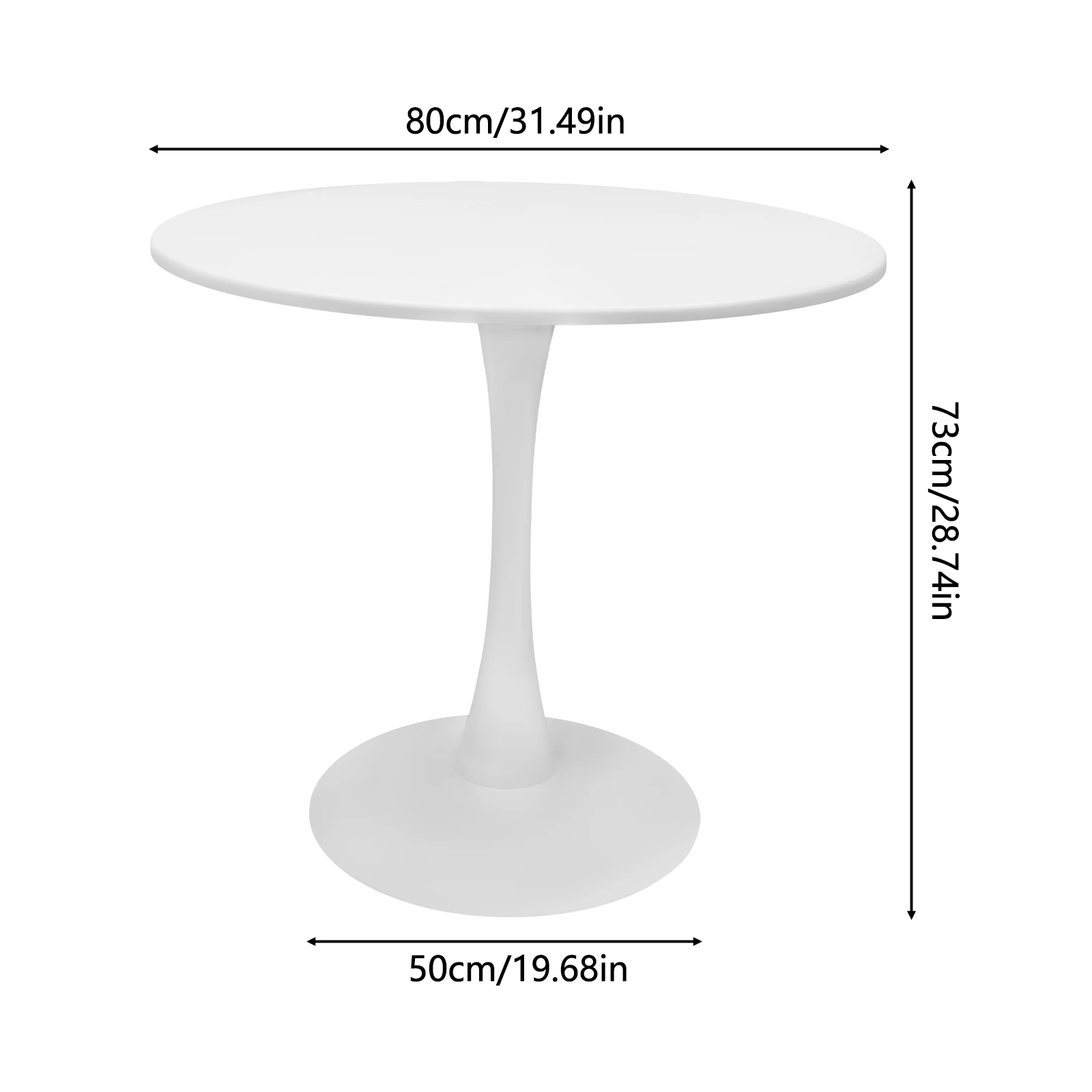 Mesa de comedor redonda blanca de mediados de siglo, mesa de comedor moderna de tulipán de 31,5"