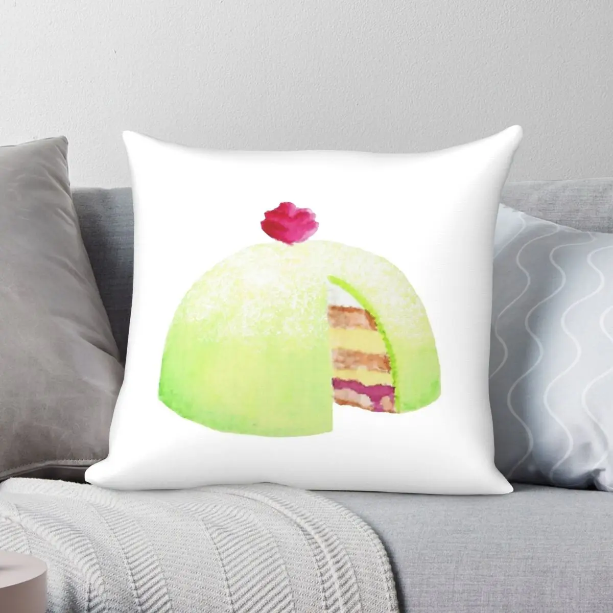 Swedish Princess Cake Square Pillowcase Polyester Linen Velvet Creative Decorative Pillow Case Sofa Seater Cushion Cover 45x45