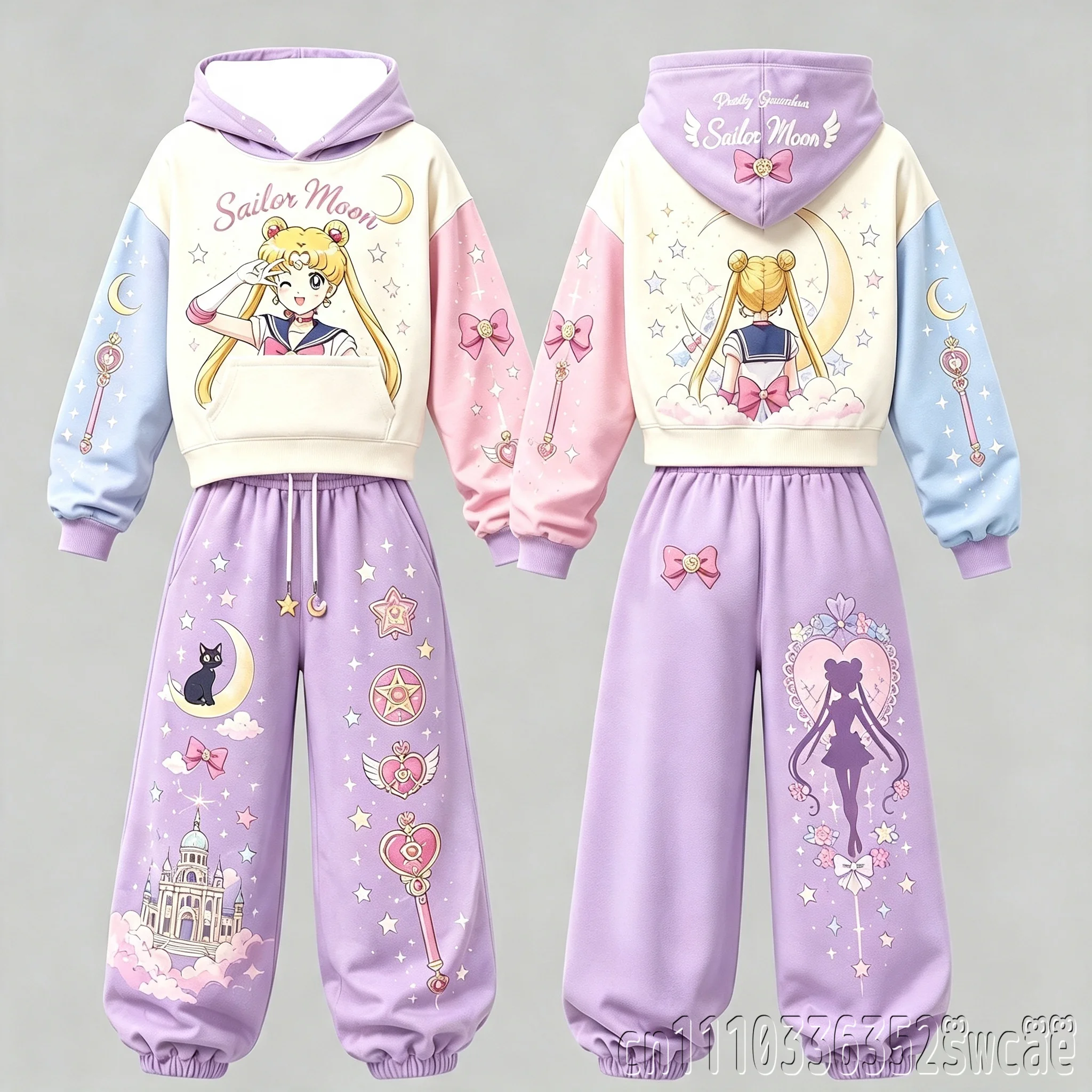 Graphic Hoodie Streetwear - Universal Sailor Moon Anime Graphic Crop