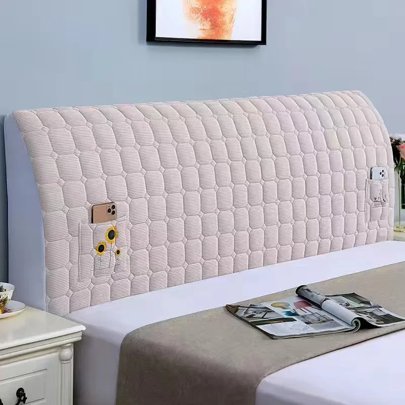 Thickened Corduroy Bedside Dustproof Cover Modern Minimalist Backdrop Full Wrap Soft Bedhead Cover Home Fabric Protection