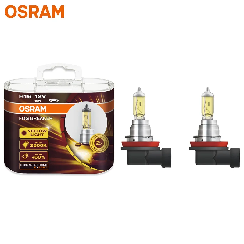 

OSRAM H16 12V 19W 2600K 62219FBR Fog Breaker Series Xenon Super Yellow Fog Lamps Car Light 200% More Yellow Bulbs Pair