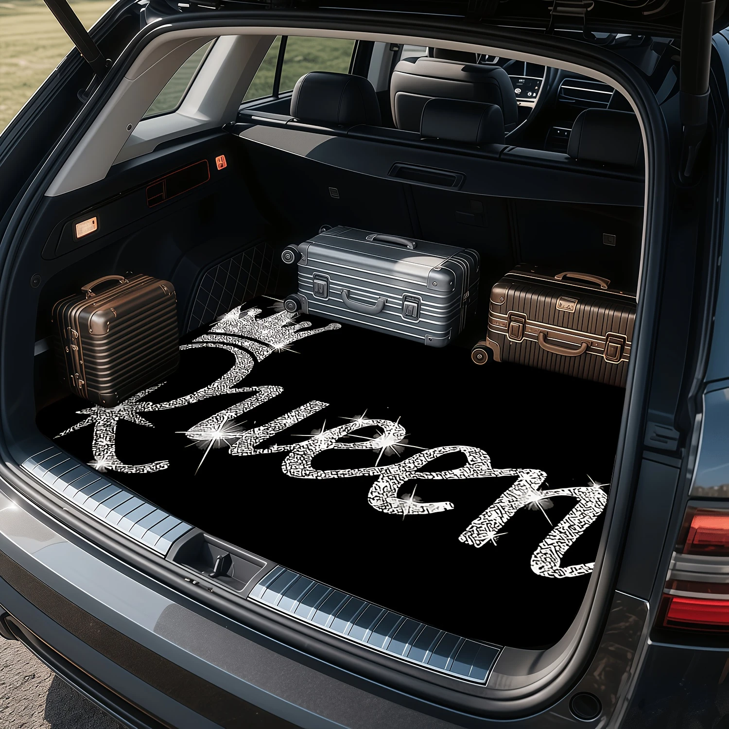 VIKAMA “Shining Queen Crown” Trunk Mat—Stain-Resistant, Non-Slip Car Trunk Mat, Decorative and Protective Interior Mat