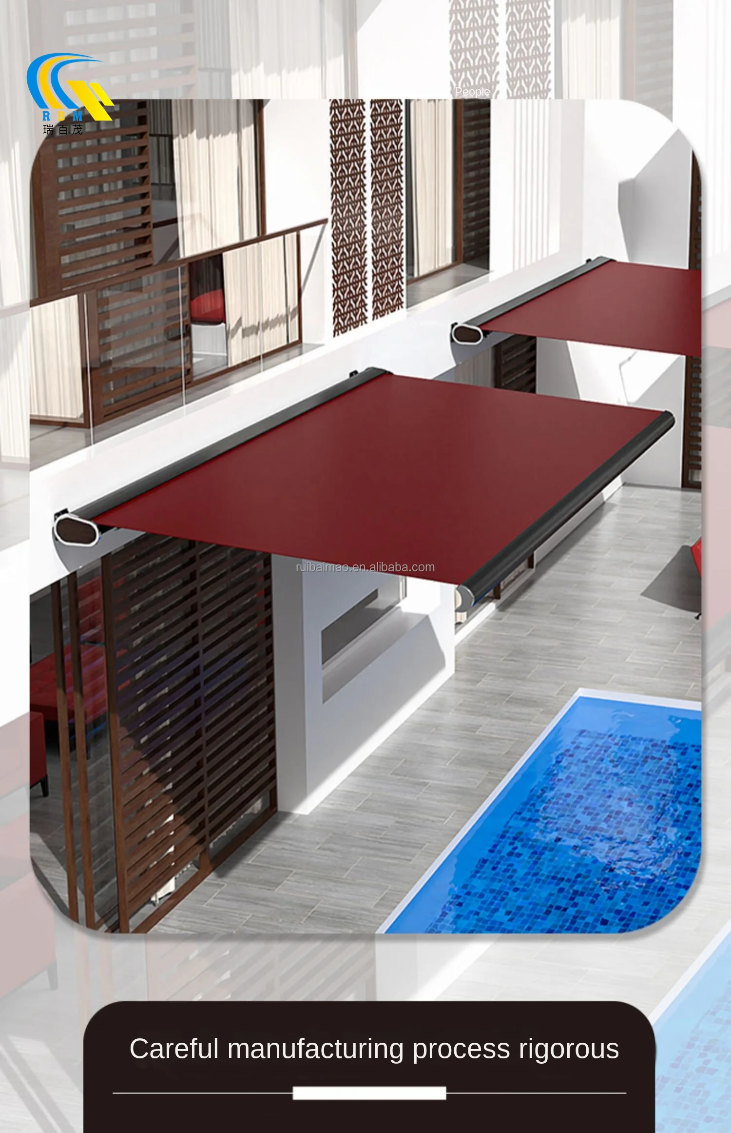 Aluminum Alloy Frame & Polyester Sail Electric Full Box Electric Retractable Awning