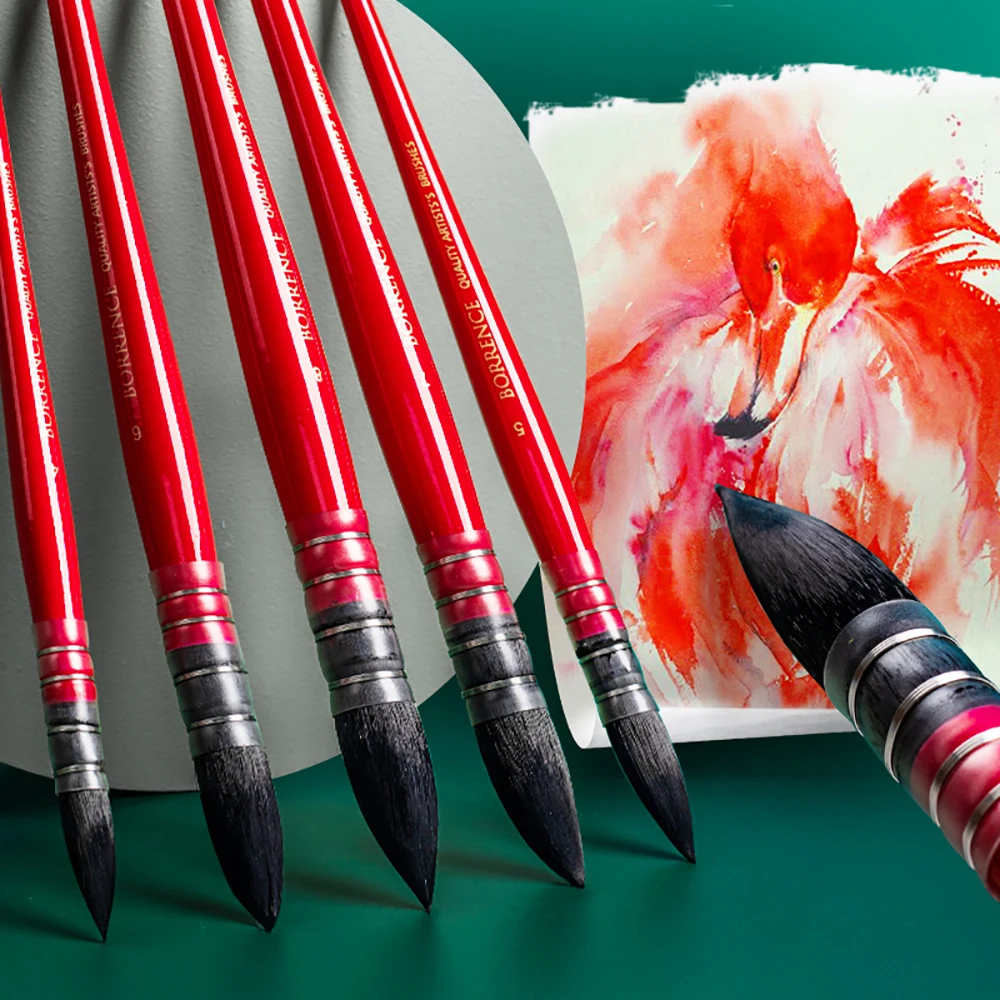 

Круглая кисть для рисования, швабра, синтетические волосы белки, акварельная кисть, ручка, профессиональная художественная ручная живопись, кисть для рисования, деревянная ручка