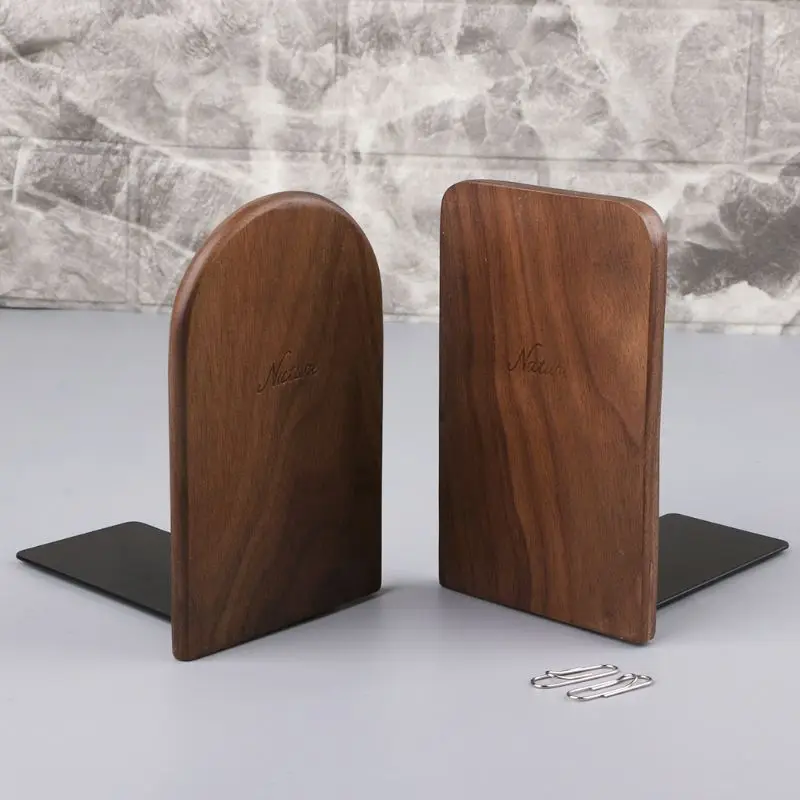 walnut wood book termina stand desktop organizer office bookends casa desktop casa 01