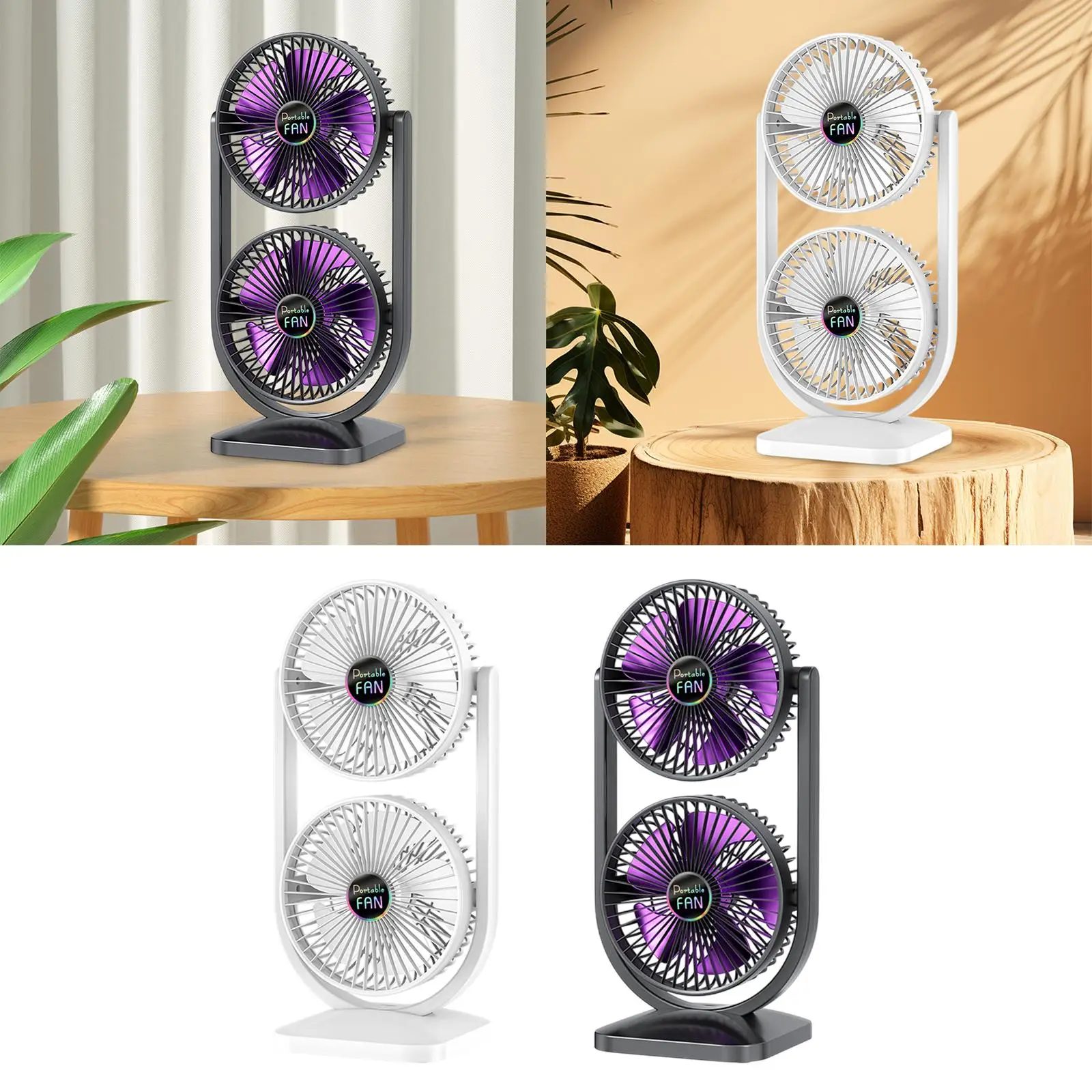 책상 팬 미끄럼 방지 바닥 조절 가능 조용한 작동 3 속도 설정 침실 캠핑 주방 홈 여행용 휴대용 팬