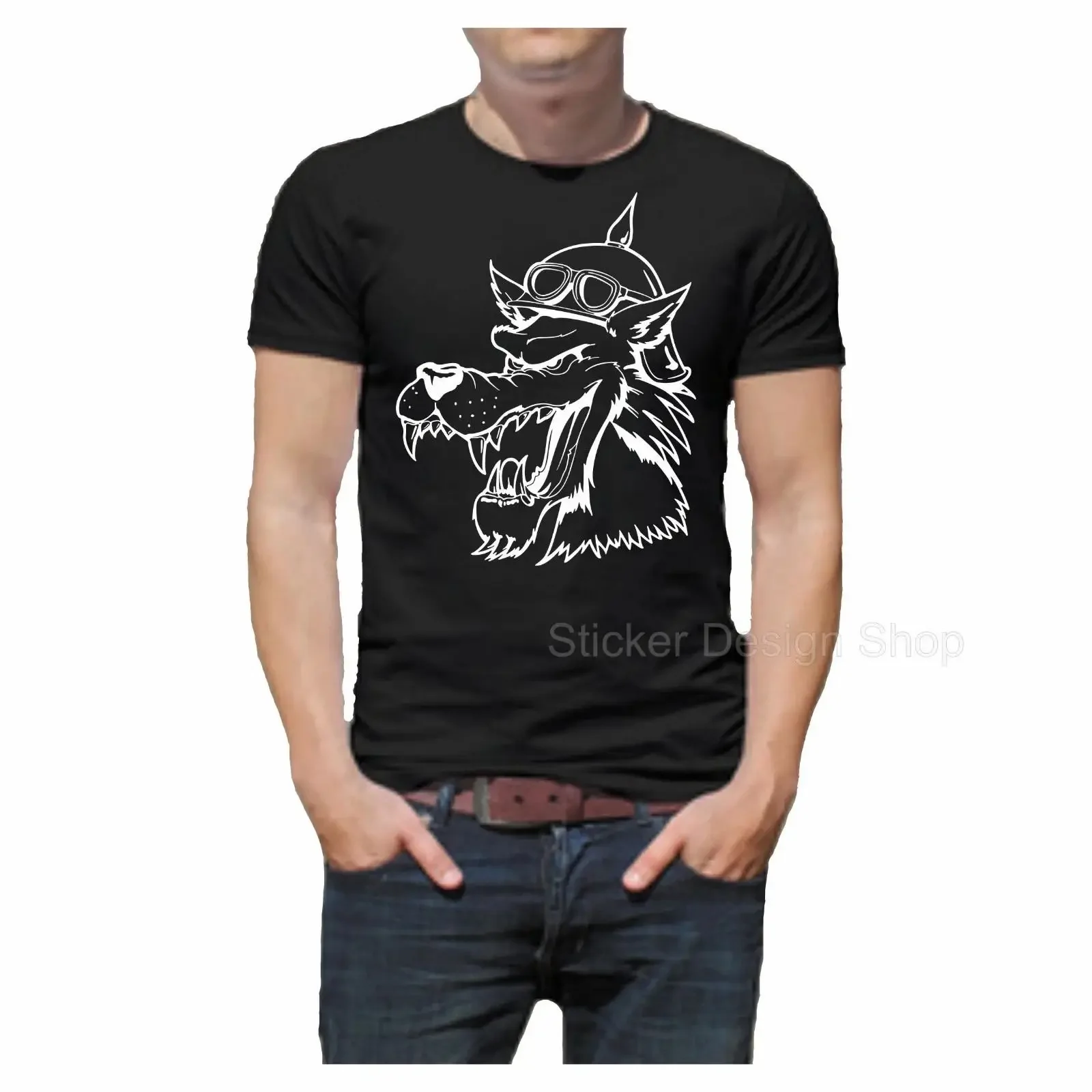 Wolf Kopf Head T Shirt Druck Baumwolle Fruit of The Loom Neu vintage Washed Stylish streetwear Casual Comfortable Soft Slightly
