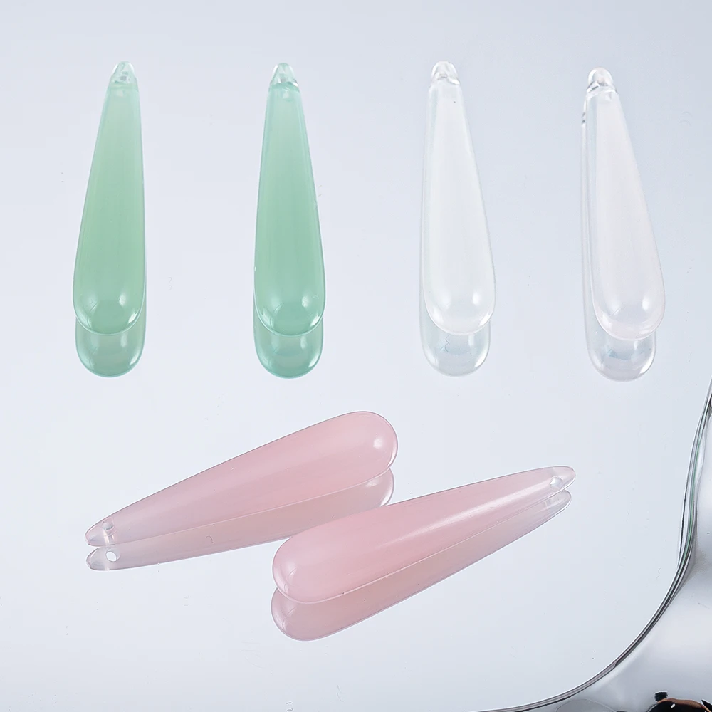 2/10pcs ยาว Water DROP อะคริลิคเรซิ่นลูกปัดสําหรับ DIY สไตล์จีนอุปกรณ์เสริมผม Hairpins Step Shake จี้เครื่องประดับวัสดุ