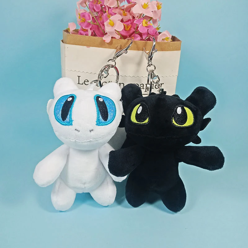 Cute Cartoon Instagram Black and White Flying Dragon Series Metal Plush Keychain Bag Pendant Accessories Gift