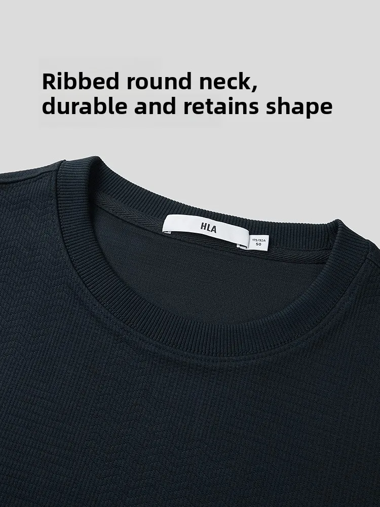HLA Home Fashion Men's round Neck Sweatshirt Warm Knitted Fabric Autumn Winter  Color Simple Style Hoodie Streetwear