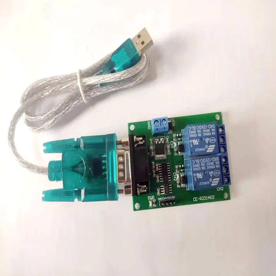 Interruptor de Controle de Relé para Casa Inteligente, 2CH, DC, 9V, 12V, RS232, USB para RS232, DB9, PC, UART, Porta Serial