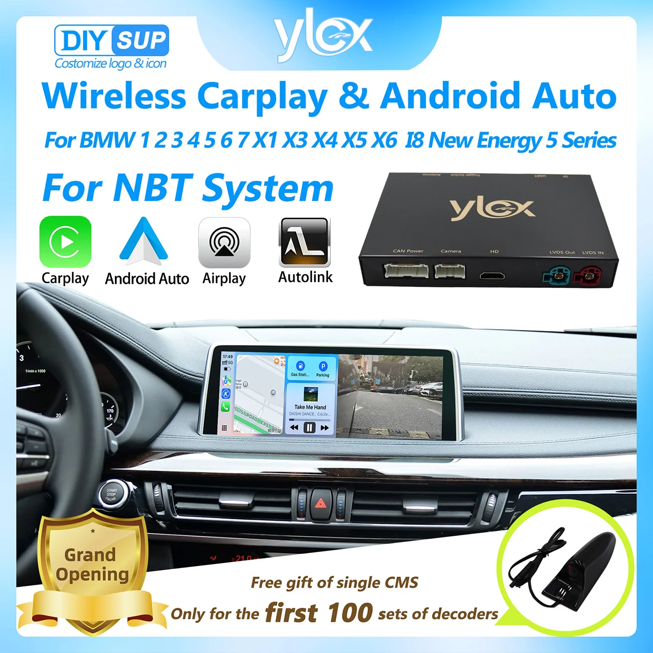 Wireless CarPlay for BMW NBT System 1 2 3 4 5 6 7 Series X1-X6 F10-F56 With Airplay MirrorLink CMS Support YT NF online video