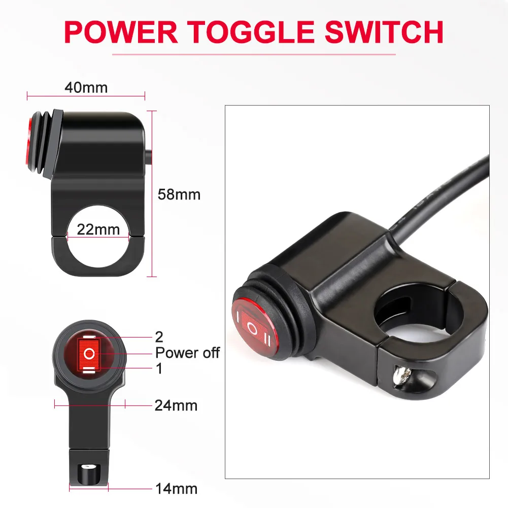 Motorcycle Two-color wire harness Switch Kit For 2 Lights 1 Light Fuse On-off Switch 12v  for Motorbike Car Boat Truck 120W