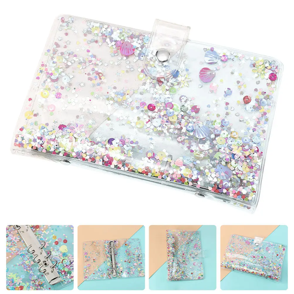 Loose-Leaf Notebook Shell High-Durability PVC Sequin Binder Planner Cover Notepad Shell Portable Dust Protection Study Work
