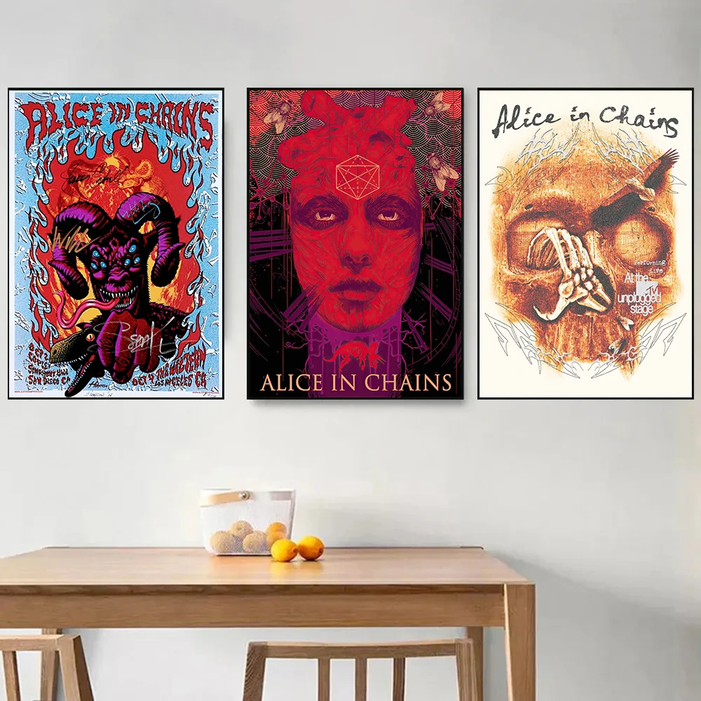 روك باند المغني أليس في سلاسل صورة ألبوم الموسيقى المشارك حائط لوح رسم الفن صور غرفة المنزل نادي ديكور هدية