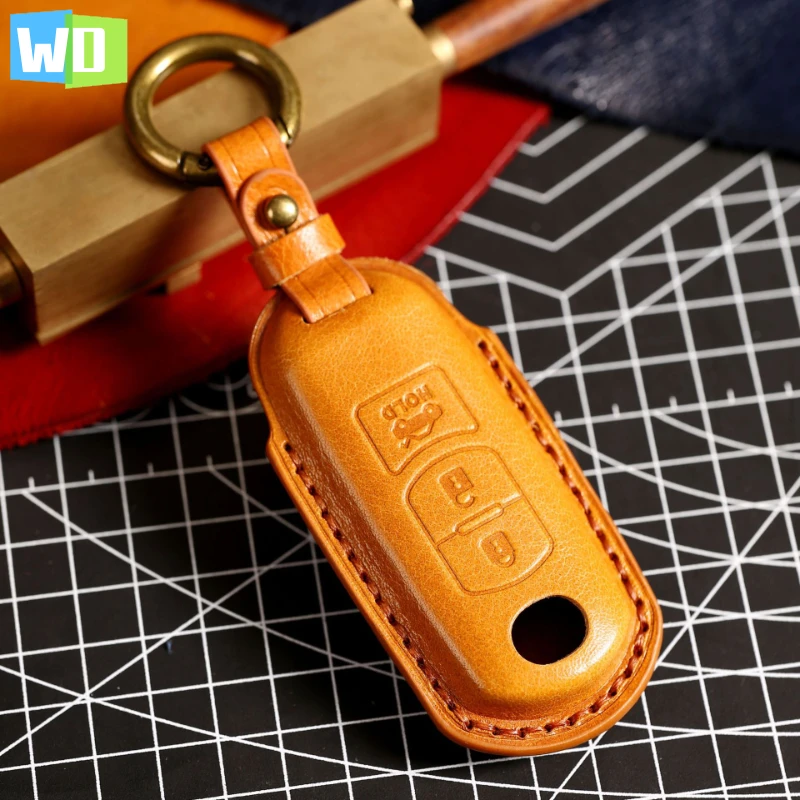 

Leather Car Key Case Cover Fob Protector Accessories For Mazda 3 6 Mazda2 Cx5 Cx4 2020 Cx8 Cx30 Keychain Holder Keyring Shell