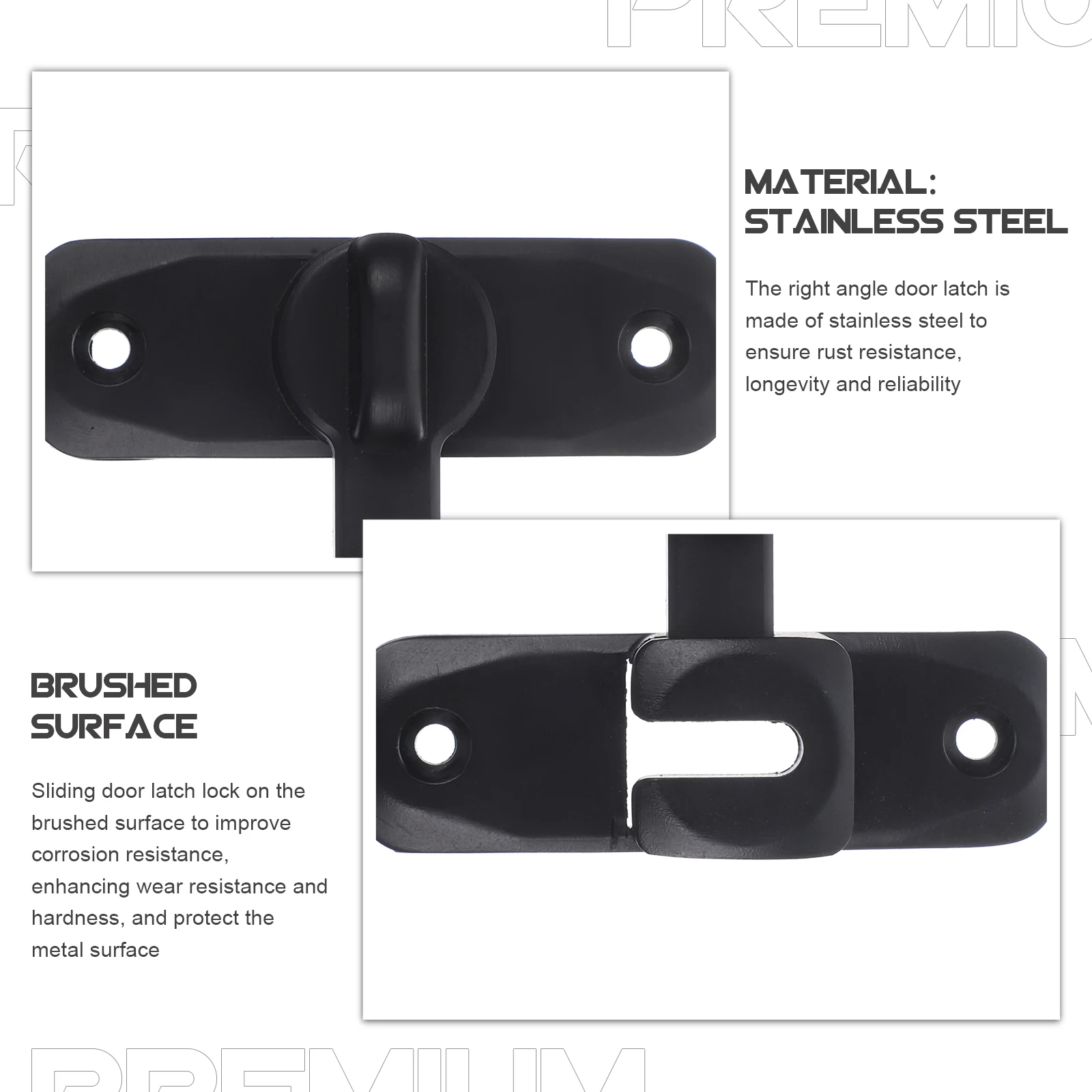 مزلاج زاوية قائمة شديدة التحمل 90 درجة من الفولاذ المقاوم للصدأ لأمن الباب والبوابة، لمسة نهائية مصقولة ناعمة، طلاء مضاد للتآكل #4