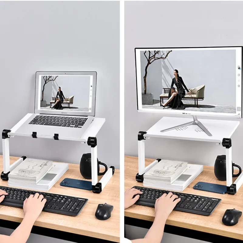 Adjustable Laptop Desk Lift Table for Desktop Display, Portable Hanging Bracket with Screen Support Floating Standing Table