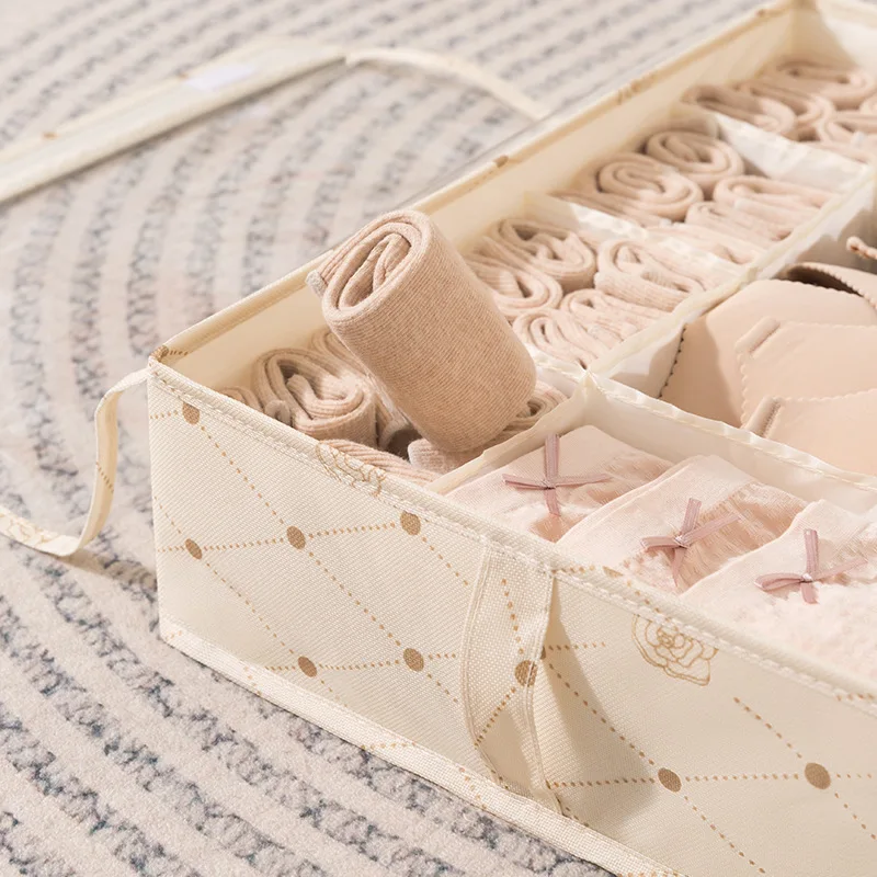 Folded Underwear Organizer Storage Box Panties Socks Storage Boxes with Lid Wardrobe Organizer Cabinet Drawers Separator Box