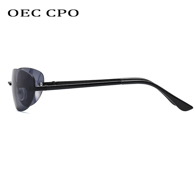 Punk Rimless Sunglasses For Men Women Fashion Mirror Cat Eye Sun Glasses Female Shades Frameless UV400 Travel Outdoor Eyewear