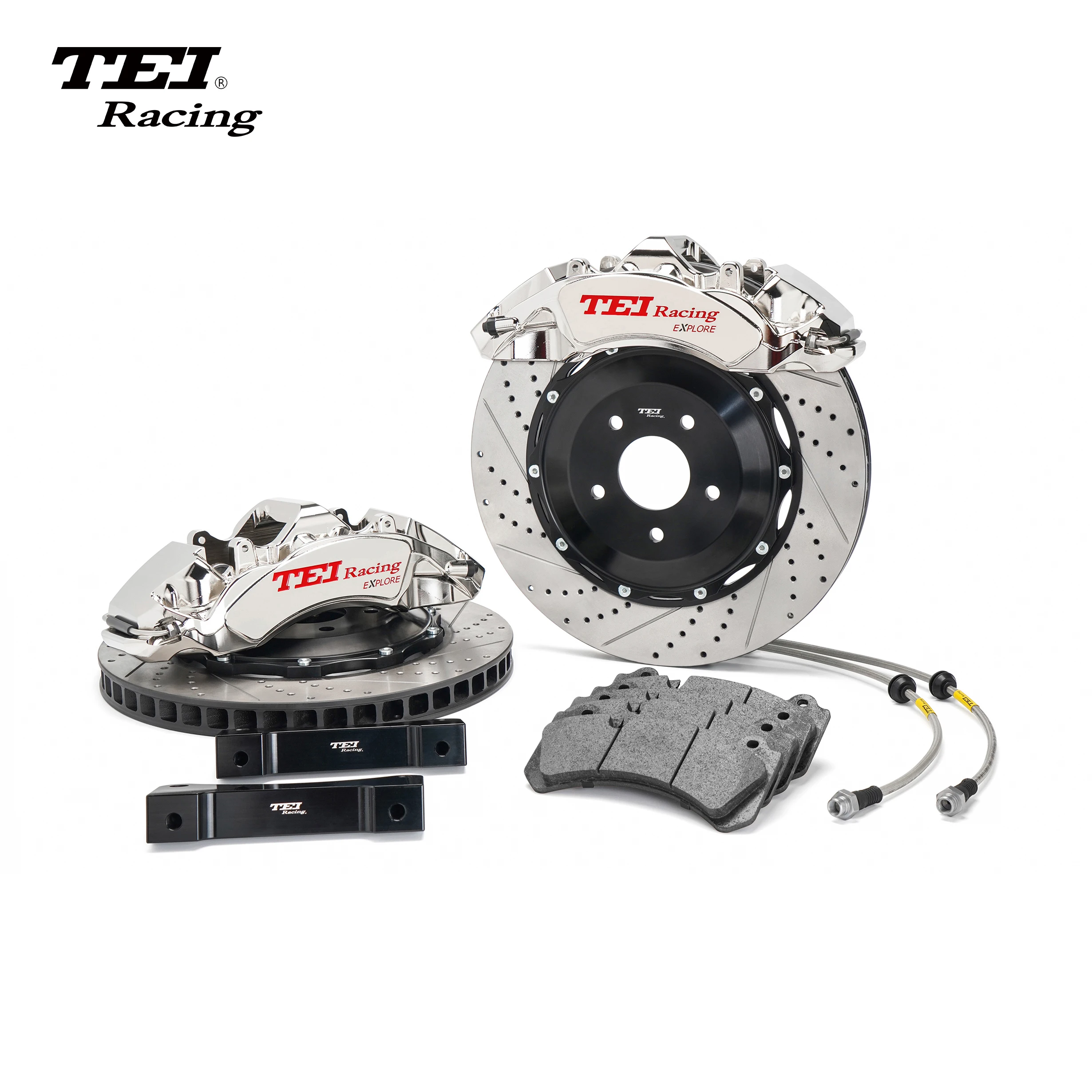 

TEI-RACING Front Brake Kit S60-EXPLORE 6 PISTON MONOBLOCK 5 AXLE CNC RACING CALIPER WITH 378/405 MM DISC FOR 19/ 20 Inch Rim Car