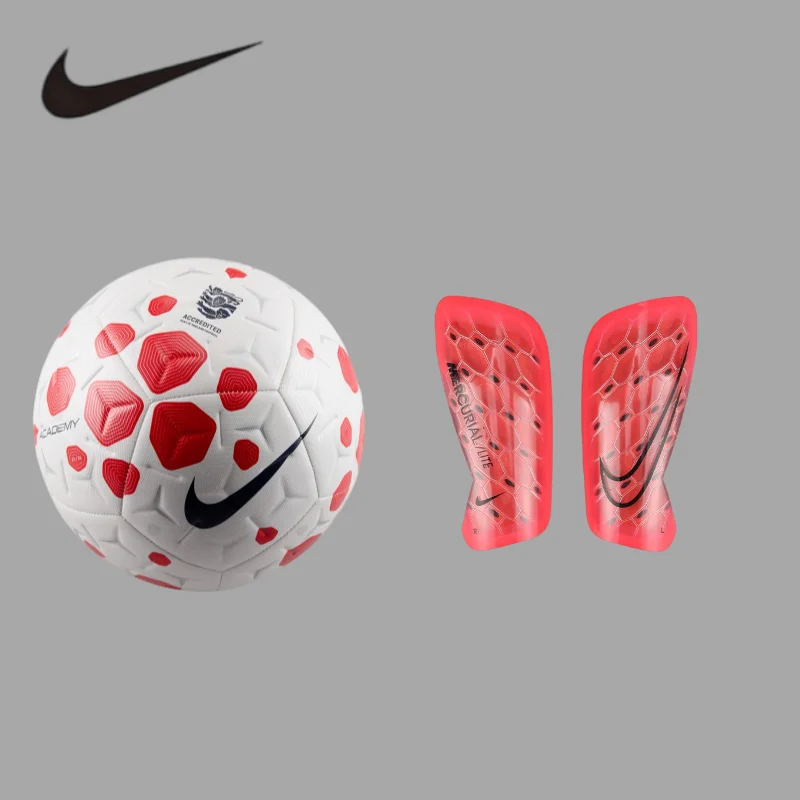 Nike 2PCS Size M Shin Guards Supporting Size 5 Football Soft EVA Liner Sweat Wicking Calf Protection HV6244-100+DN3611-636