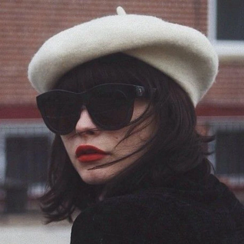 Boina chapéu para mulheres estilo francês gorro inverno moda quente forro de lã boné de malha moda artista chapéu de inverno-vermelho alta qualidade