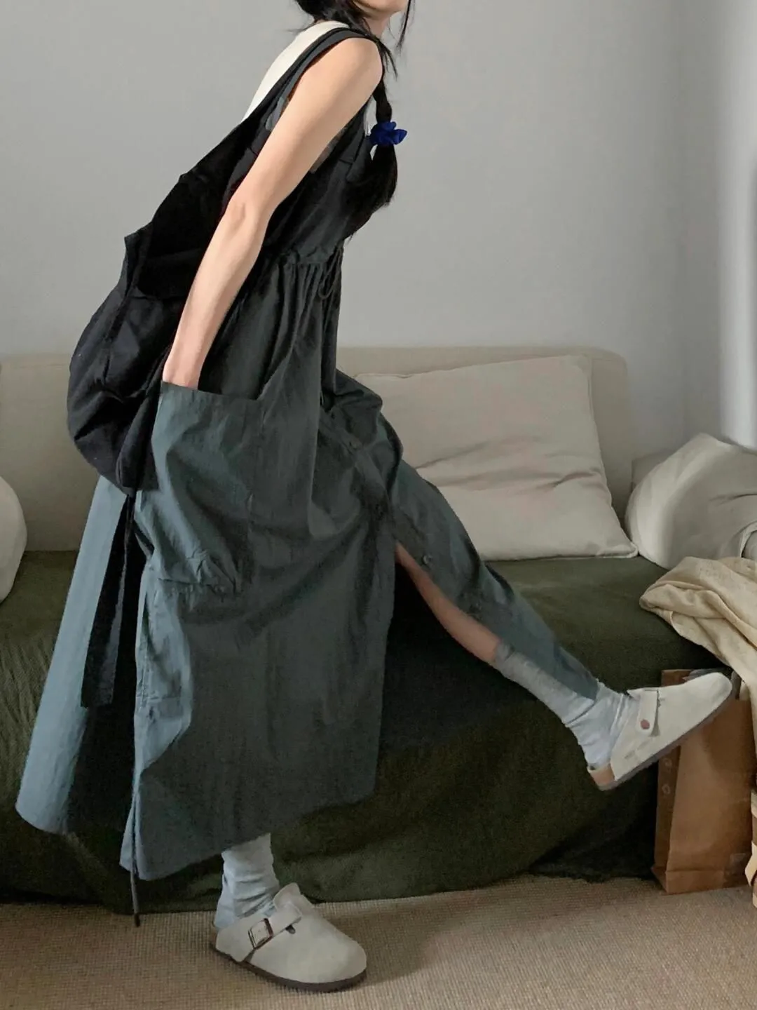 ชุดแฟชั่นผู้หญิง เสื้อกั๊กและกางเกงขายาว ชุดลำลองทรงหลวมสำหรับวัยรุ่น ชุดทำงานแบบซ้อนทับสองชิ้น