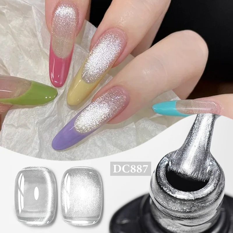 7ml vidro translúcido gato gel magnético unha polonês espumante glitter arte do prego manicure varnis semi permanente gel para o verão prego