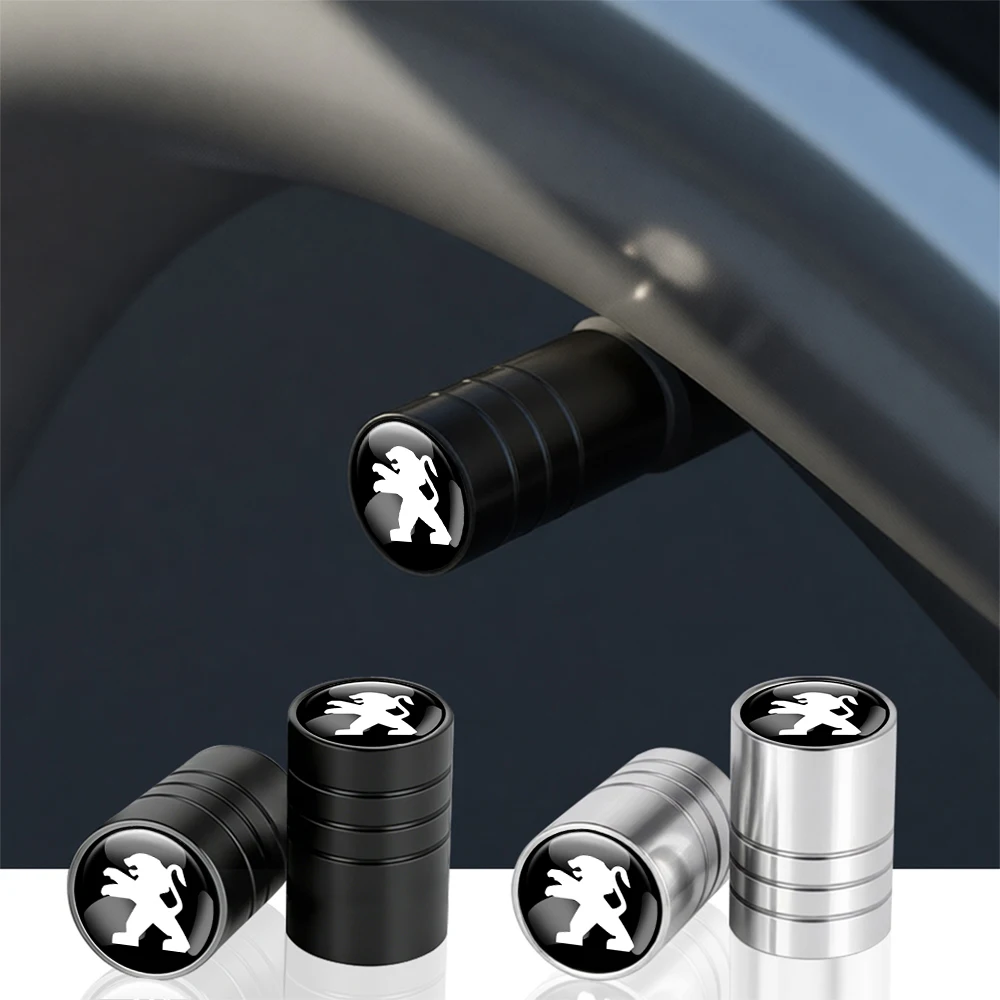 4Pcs Car Tire Valve Caps Metal Wheel Dust Covers Accessories For Peugeot 408 4008 308 3008 Rifter 5008 508 2008 208 301 RCZ 407
