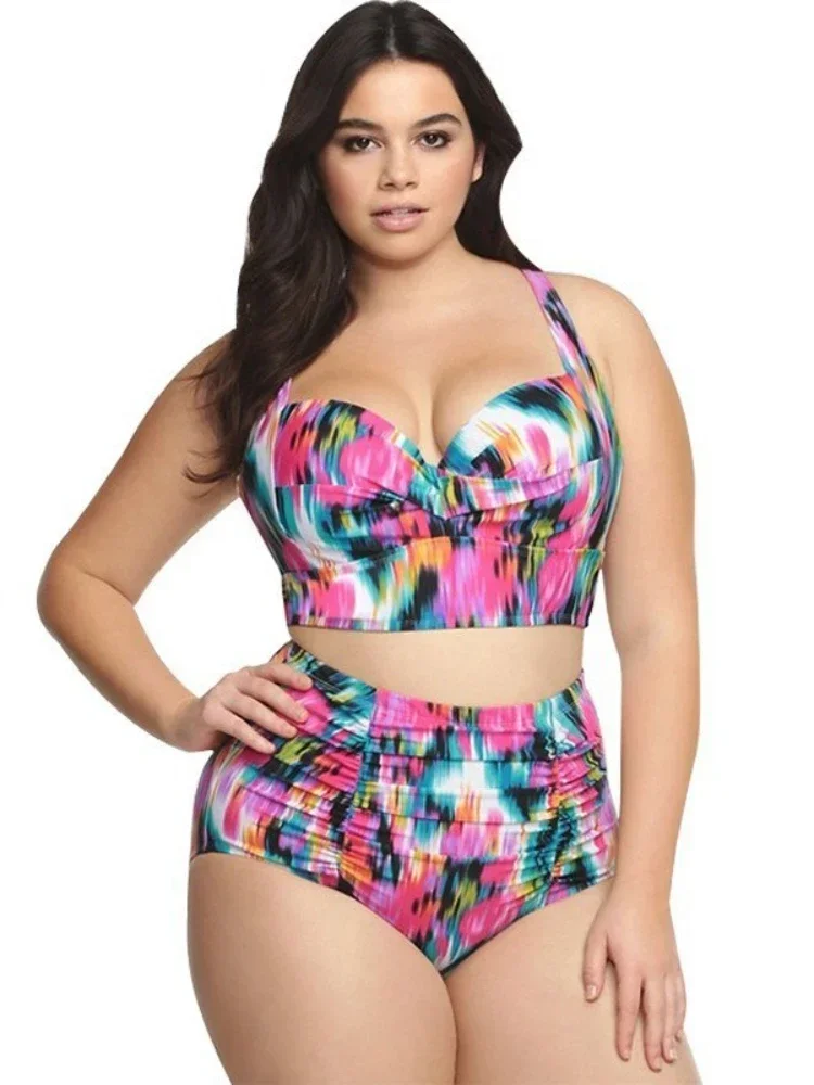 Nowy seksowny strój kąpielowy Plus Size Push Up Bikini High Waist Swimsuit Women Oversize Beach Wear Bathing Suit 2024 Mujer 5XL