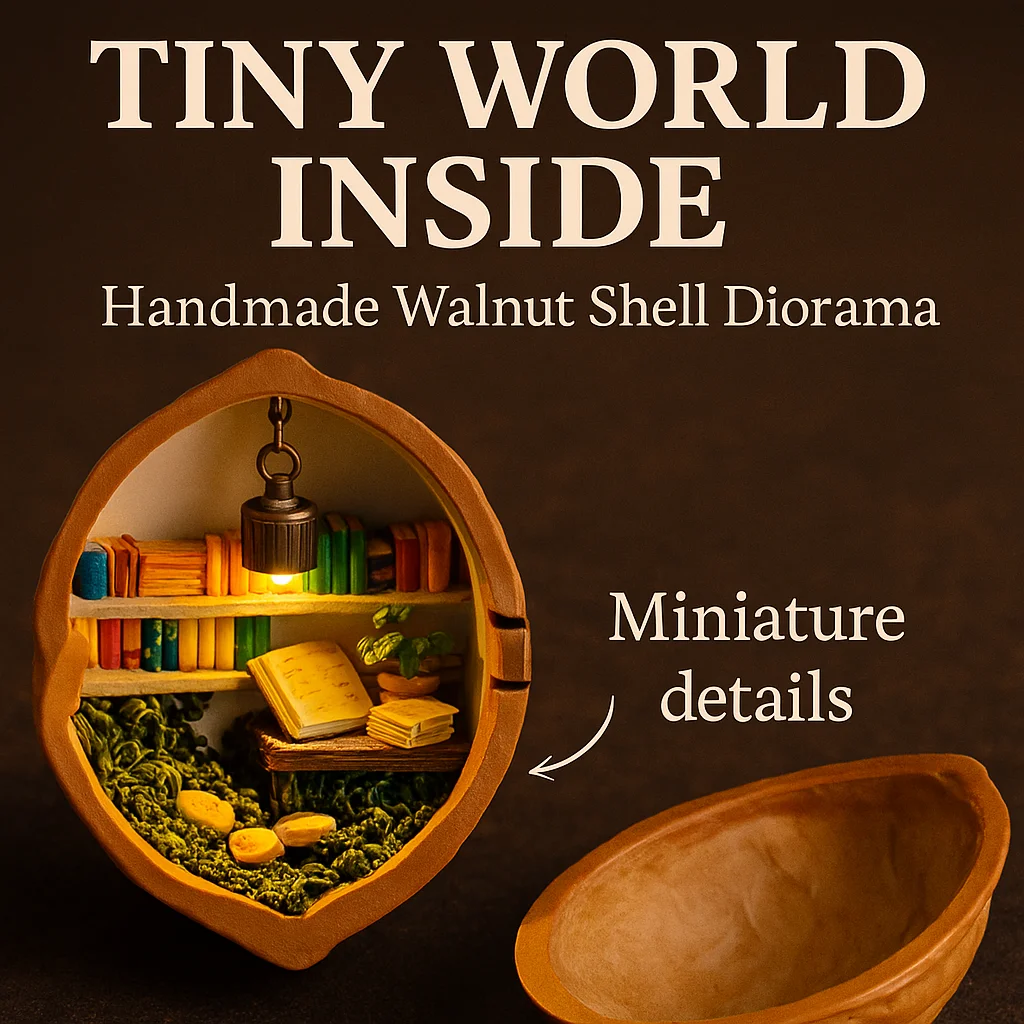

Tiny World Inside Walnut Dollhouse Ornament 3d Mini Resin Miniature Dollhouse Handmade Walnut Shell Home Decor Birthday Gift