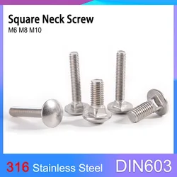M6 M8 M10 316 Stainless Steel Truss Round Head Square Neck Carriage Screw Coach Bolt DIN603